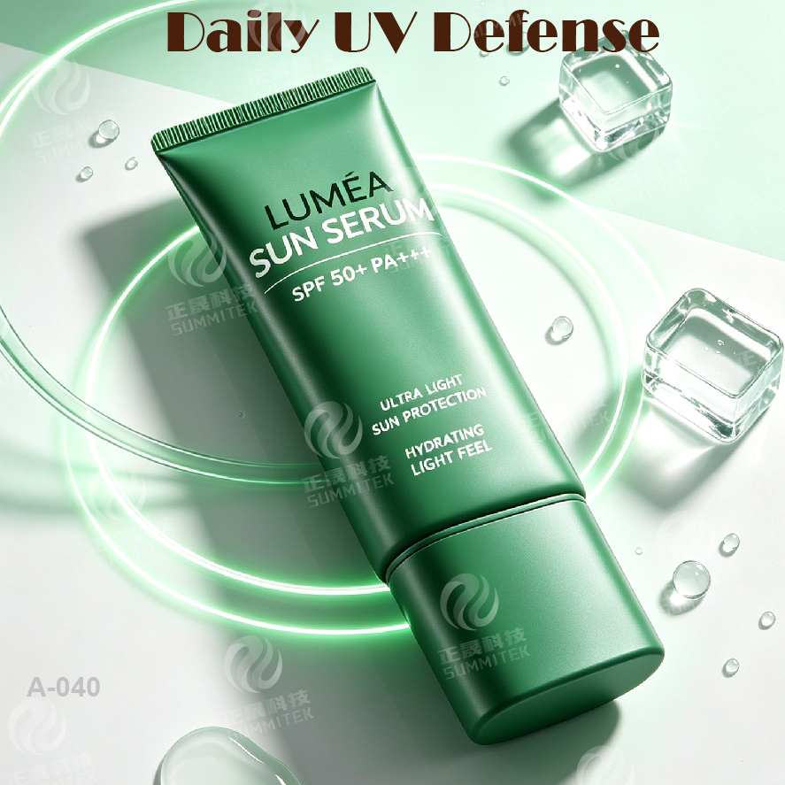 Tube de protection solaire avec buse longue | Emballage de protection UV avec bouchon &agrave; vis vert
