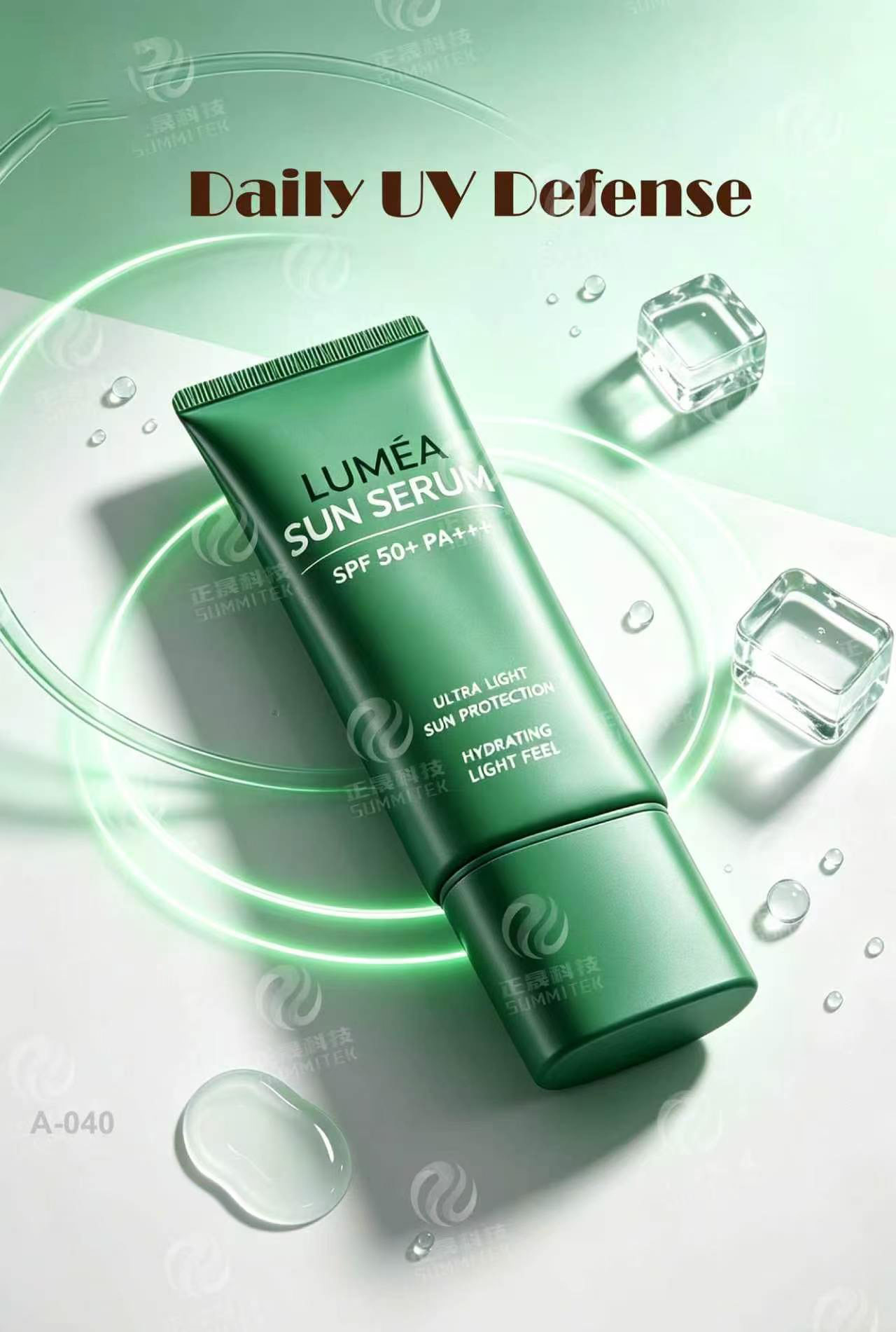 Tube de protection solaire avec buse longue | Emballage de protection UV avec bouchon &agrave; vis vert