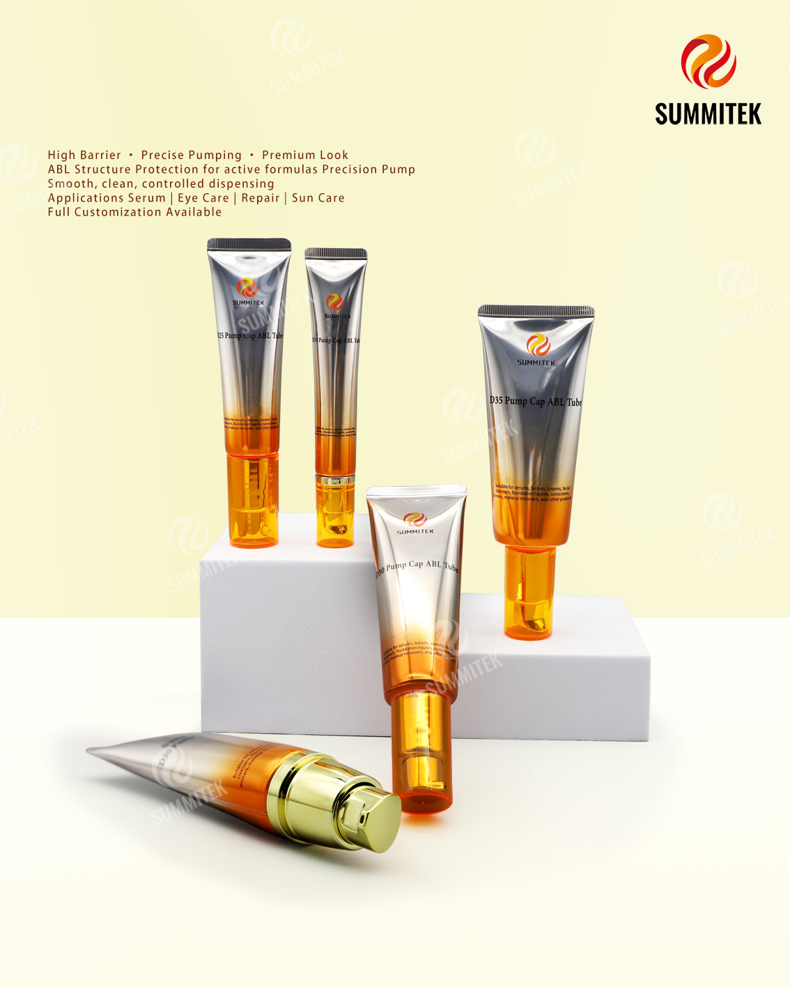 Tube de pompe ABL | Tube de soins de la peau en plastique en aluminium &agrave; haute barri&egrave;re