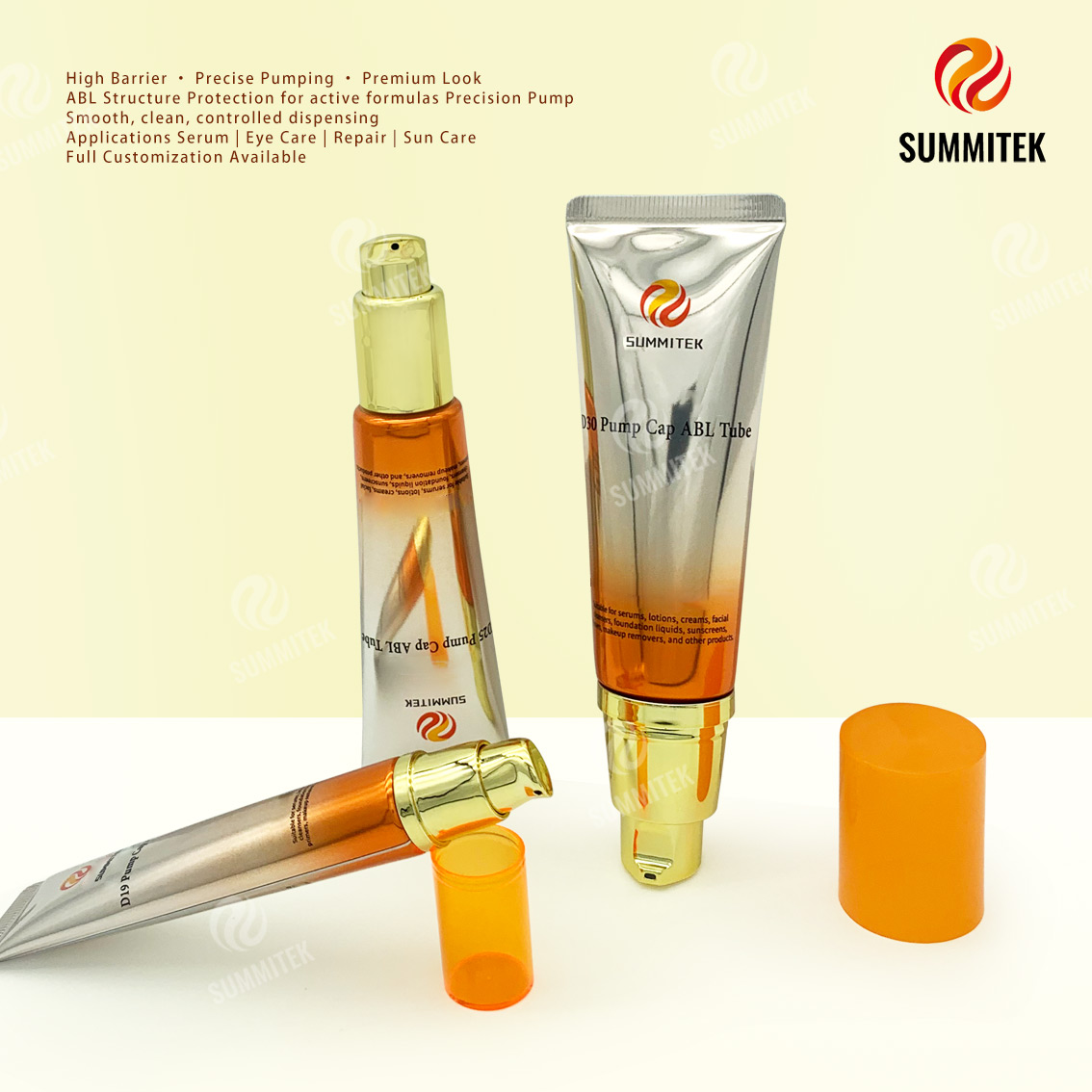 Tube de pompe ABL | Tube de soins de la peau en plastique en aluminium &agrave; haute barri&egrave;re