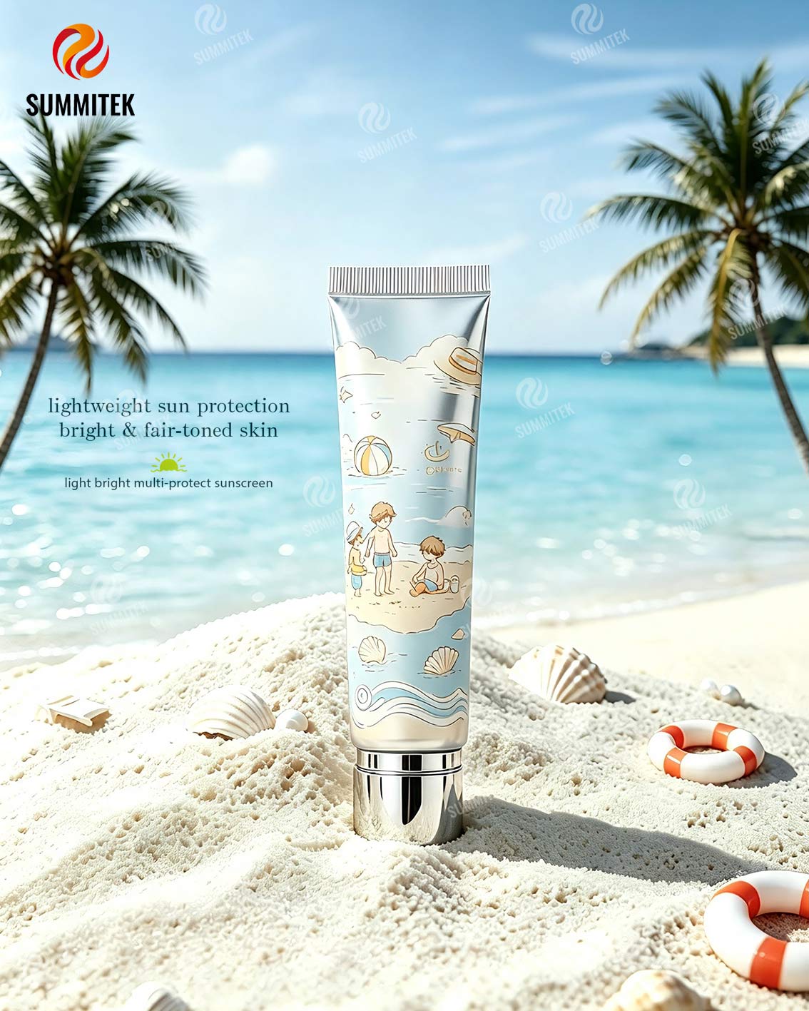 Tubes en plastique de protection solaire personnalis&eacute;s | Emballage de soins solaires de luxe