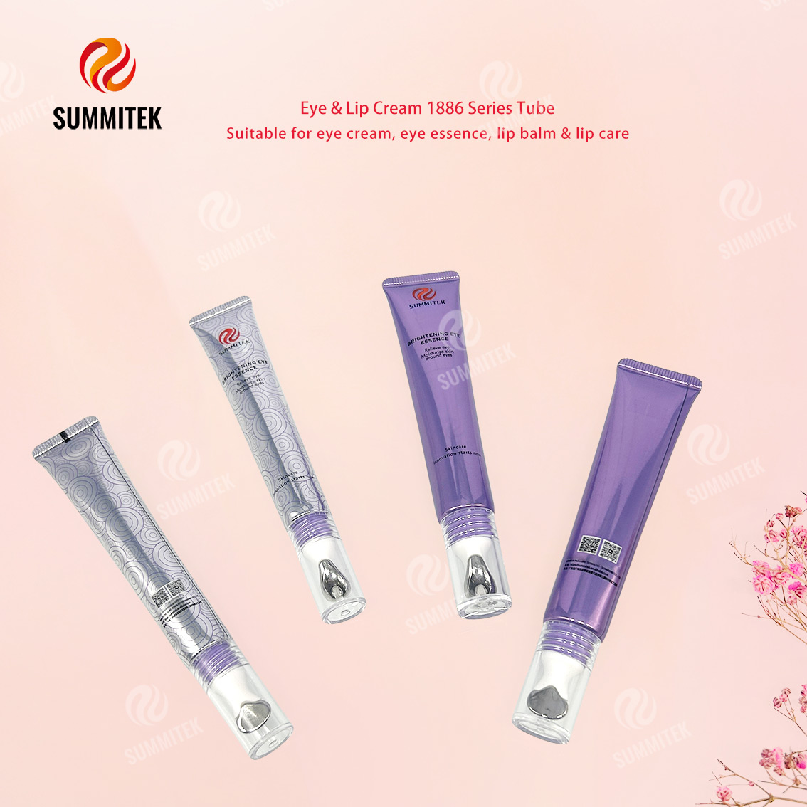 Tube de cr&egrave;me yeux et l&egrave;vres D16/D19 | Emballage de t&ecirc;te de massage avec applicateur m&eacute;tallique