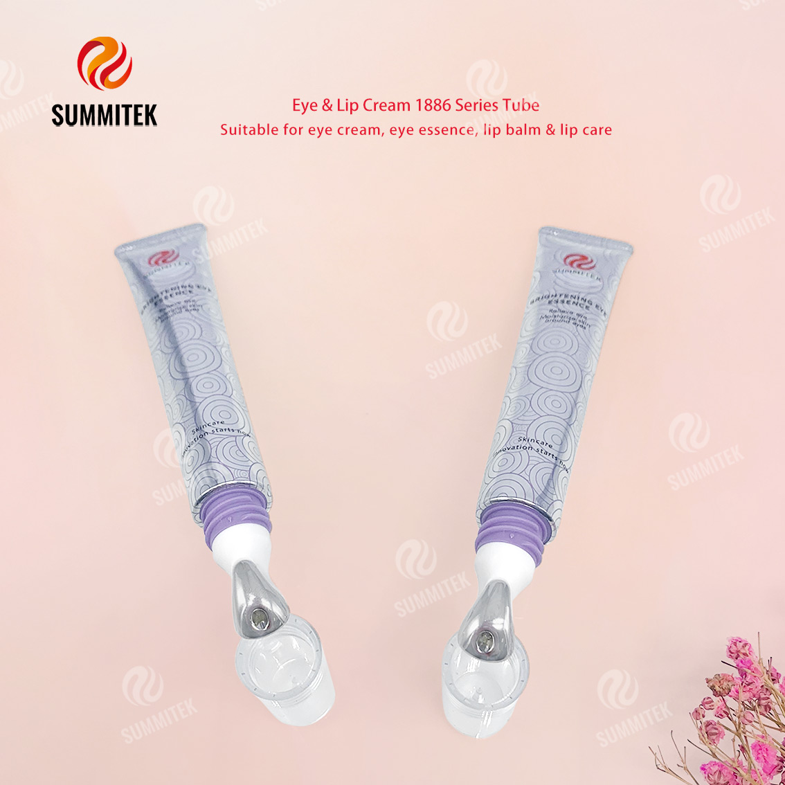 Tube de cr&egrave;me yeux et l&egrave;vres D16/D19 | Emballage de t&ecirc;te de massage avec applicateur m&eacute;tallique