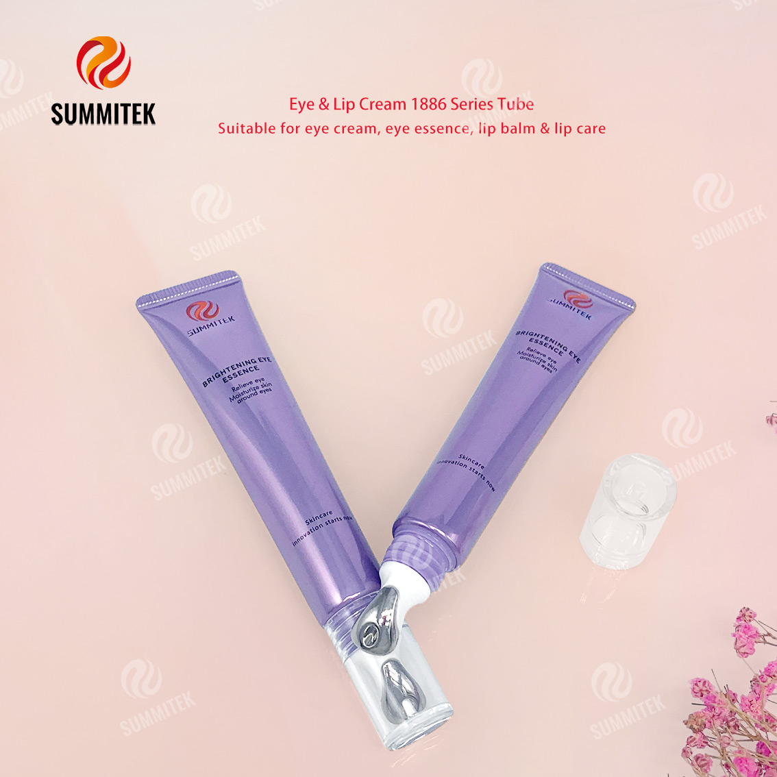 Tube de cr&egrave;me yeux et l&egrave;vres D16/D19 | Emballage de t&ecirc;te de massage avec applicateur m&eacute;tallique