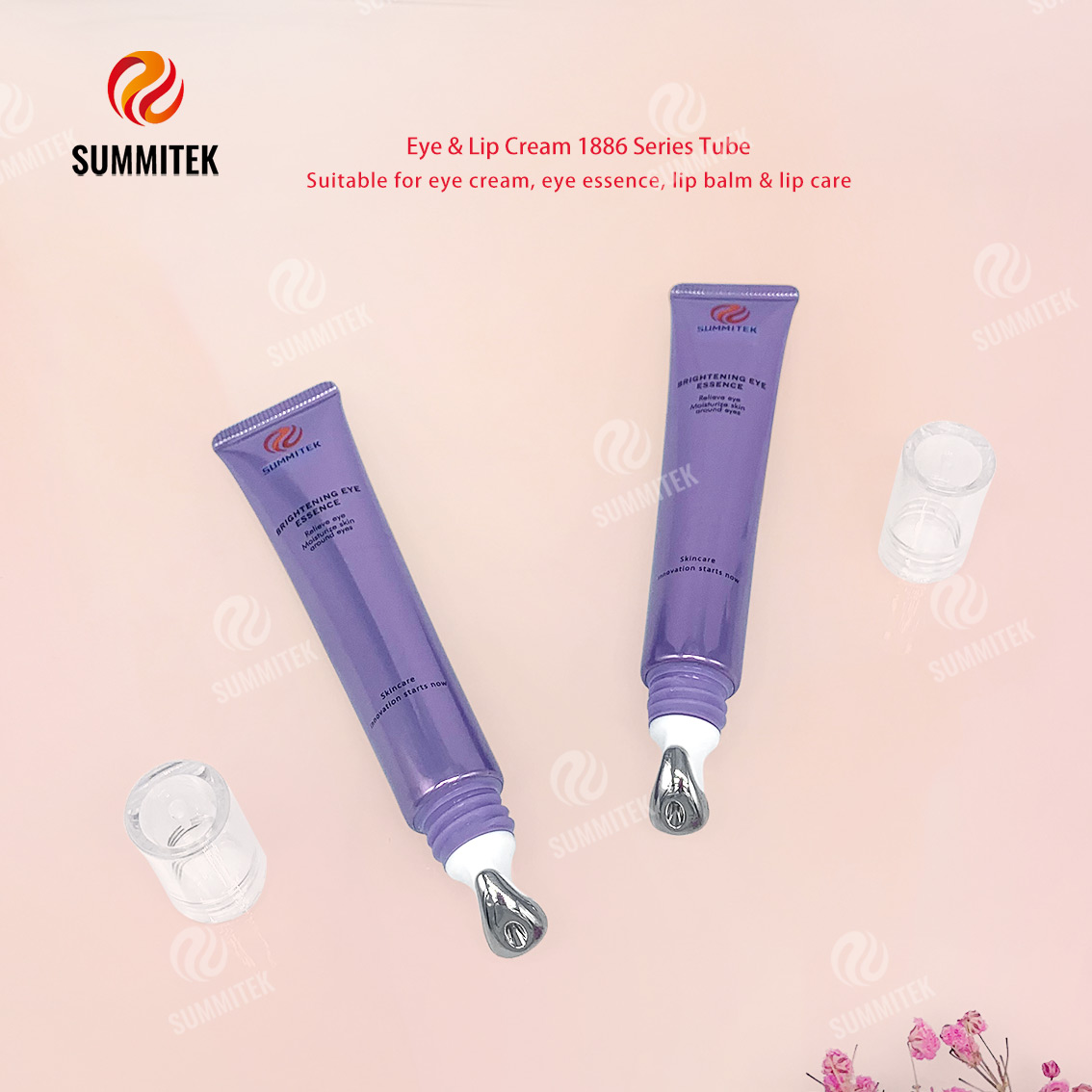 Tube de cr&egrave;me yeux et l&egrave;vres D16/D19 | Emballage de t&ecirc;te de massage avec applicateur m&eacute;tallique