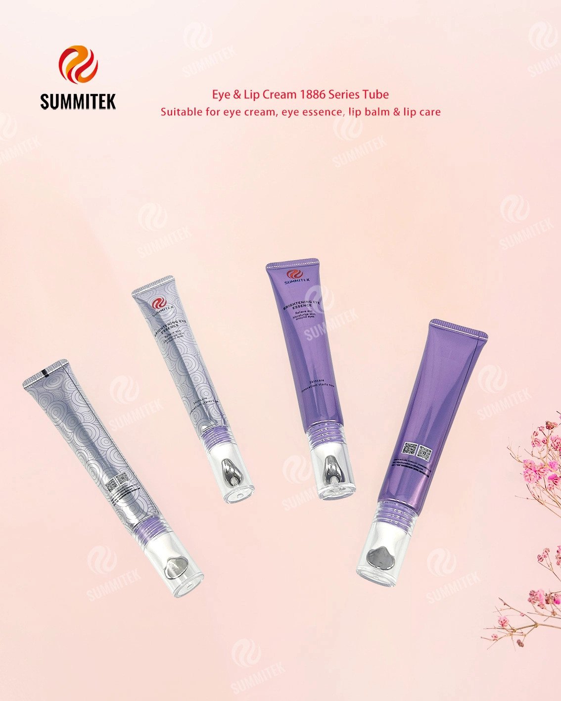 Tube de cr&egrave;me yeux et l&egrave;vres D16/D19 | Emballage de t&ecirc;te de massage avec applicateur m&eacute;tallique
