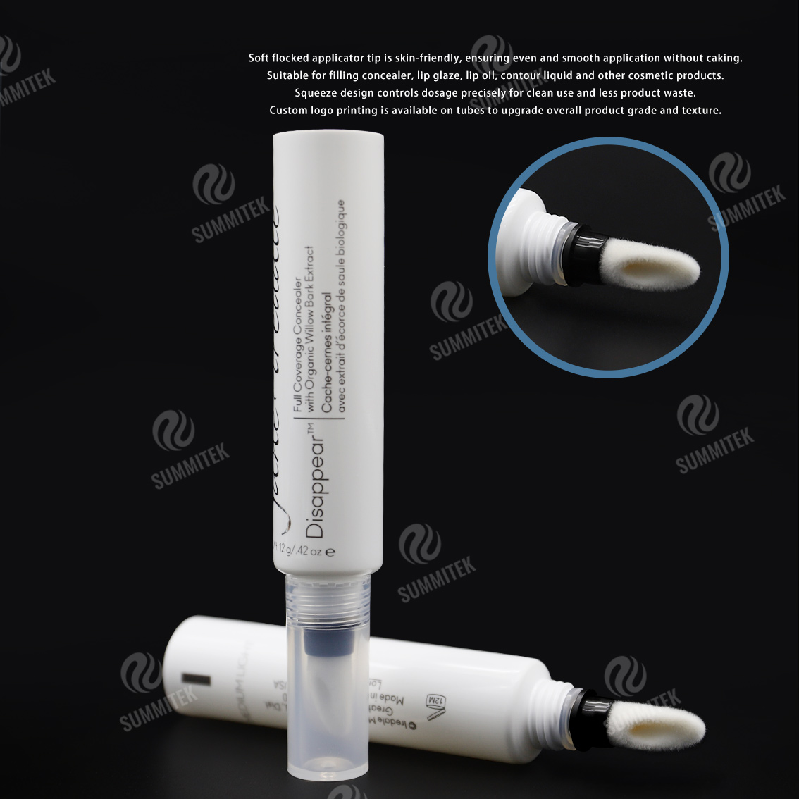 Tube &agrave; pointe floqu&eacute;e D19 | Emballage correcteur avec applicateur souple