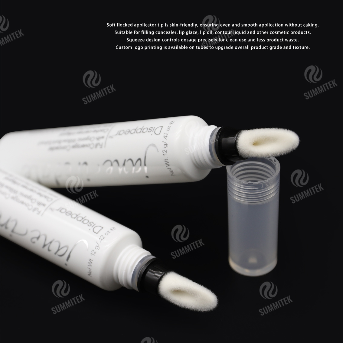 Tube &agrave; pointe floqu&eacute;e D19 | Emballage correcteur avec applicateur souple