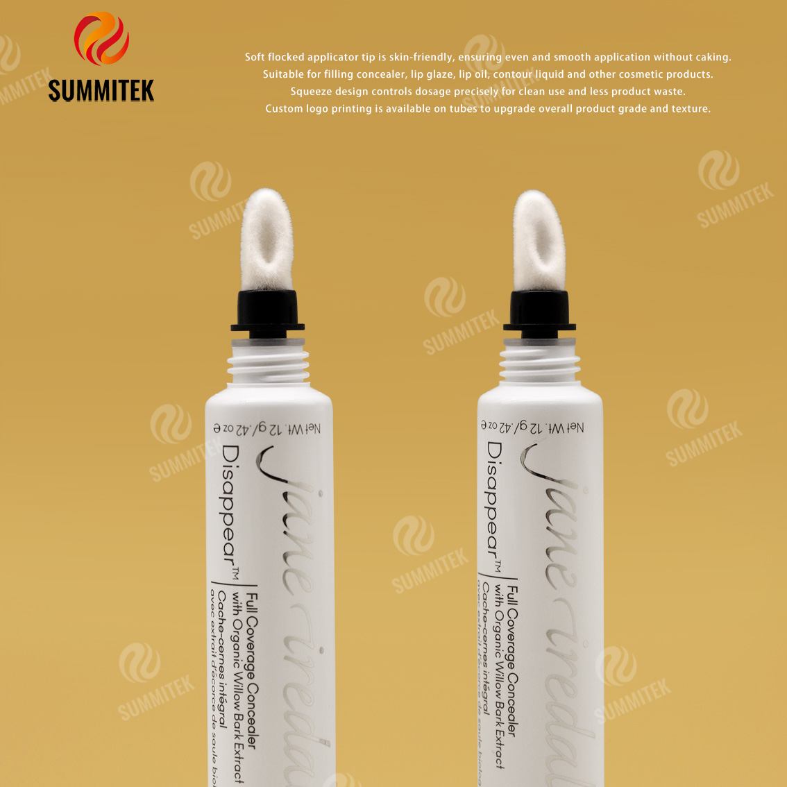 Tube &agrave; pointe floqu&eacute;e D19 | Emballage correcteur avec applicateur souple