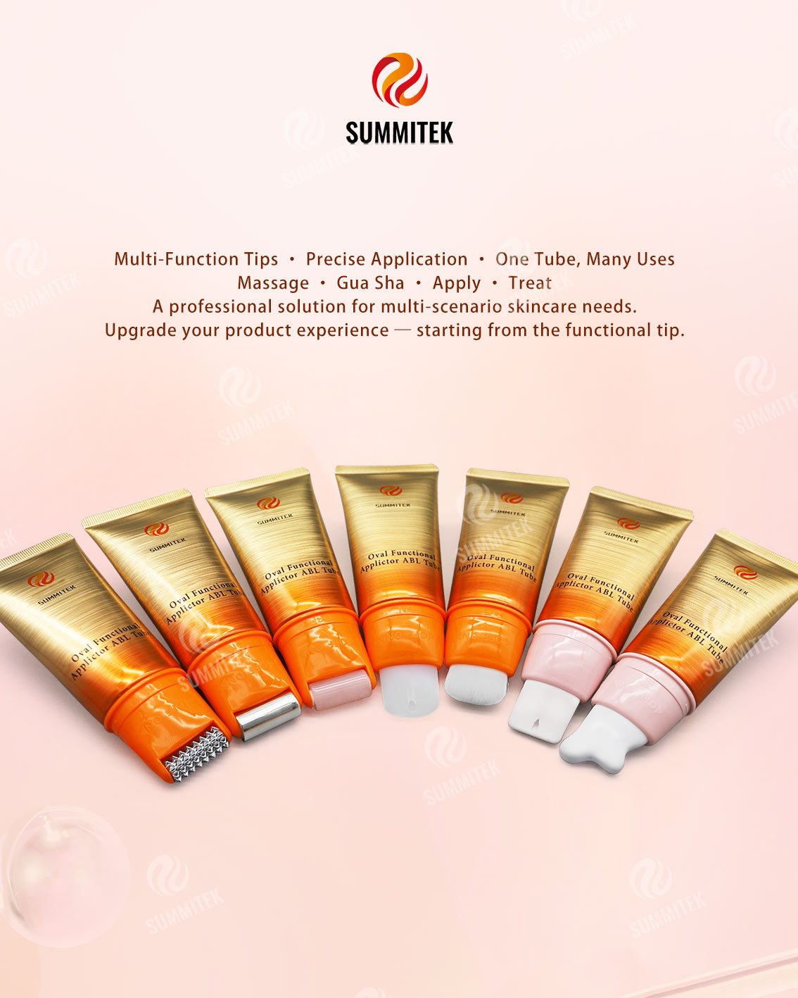 Applicateur fonctionnel ovale D35 Tube ABL | Emballage de soins de la peau multi-t&ecirc;tes