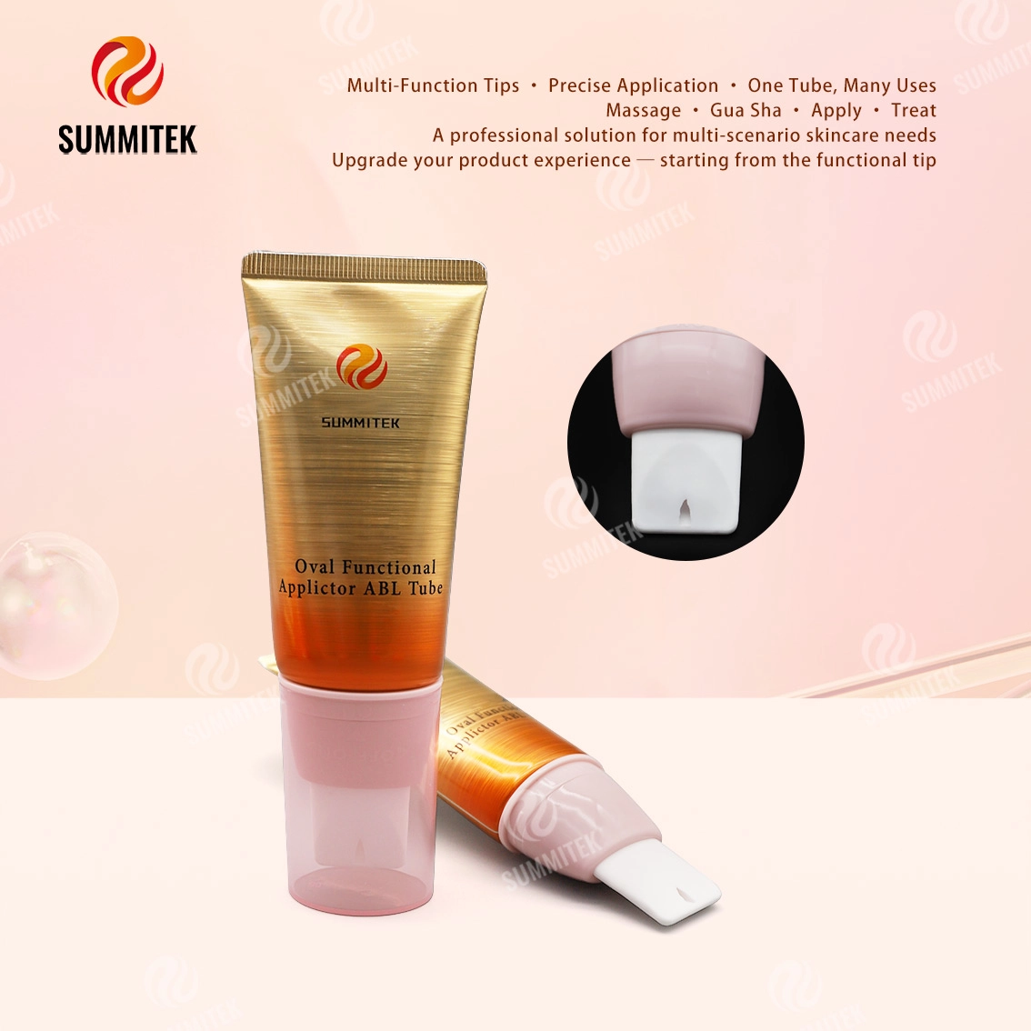 Applicateur fonctionnel ovale D35 Tube ABL | Emballage de soins de la peau multi-t&ecirc;tes