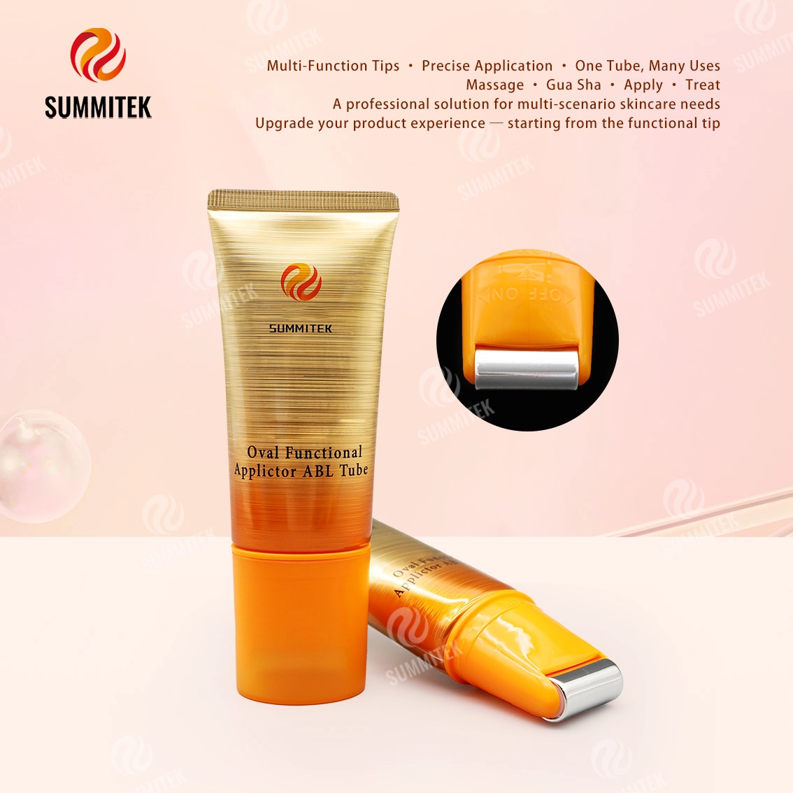 Applicateur fonctionnel ovale D35 Tube ABL | Emballage de soins de la peau multi-t&ecirc;tes