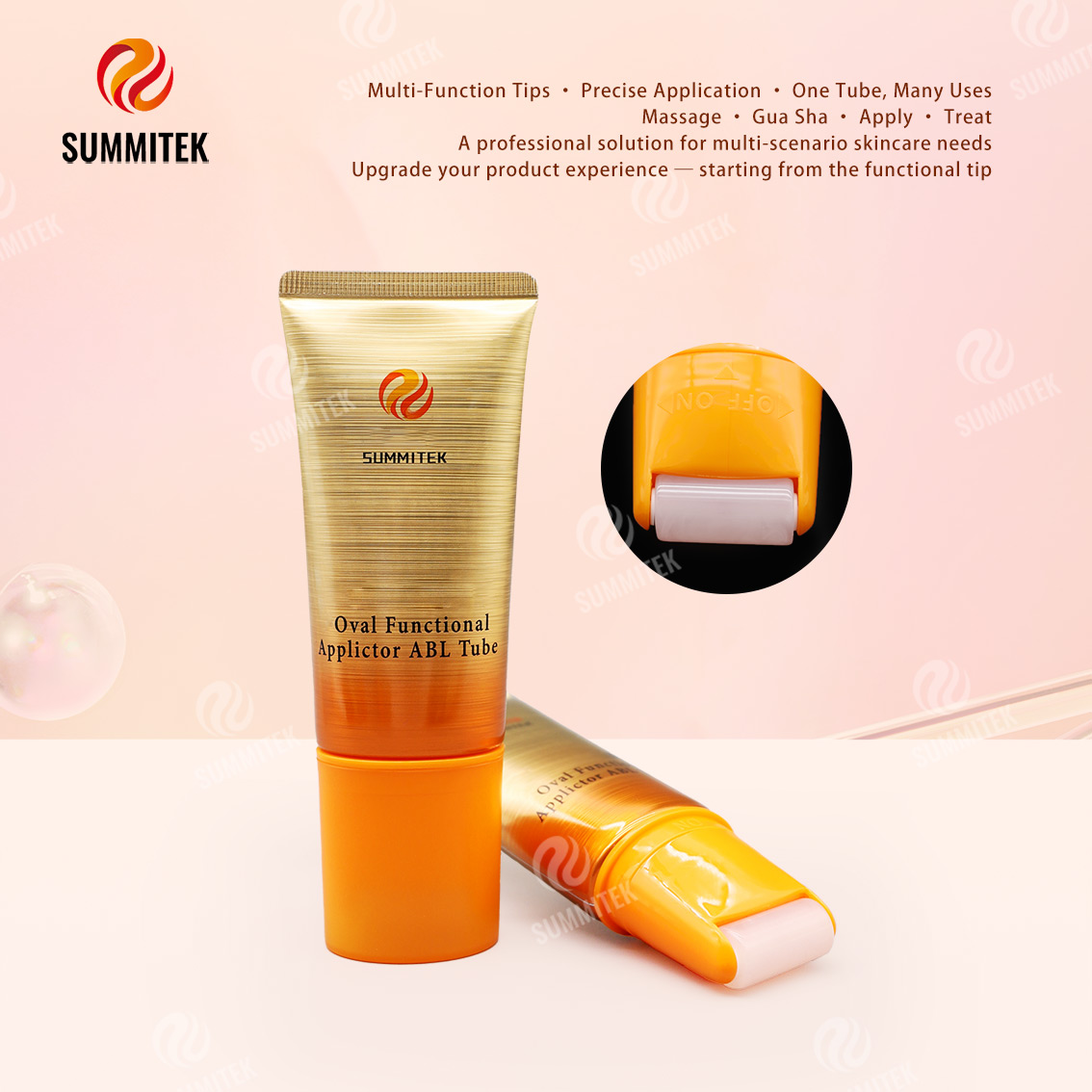 Applicateur fonctionnel ovale D35 Tube ABL | Emballage de soins de la peau multi-t&ecirc;tes