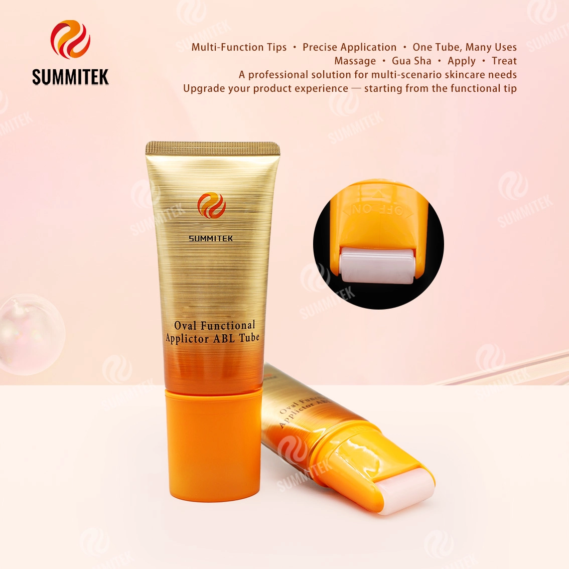 Applicateur fonctionnel ovale D35 Tube ABL | Emballage de soins de la peau multi-t&ecirc;tes