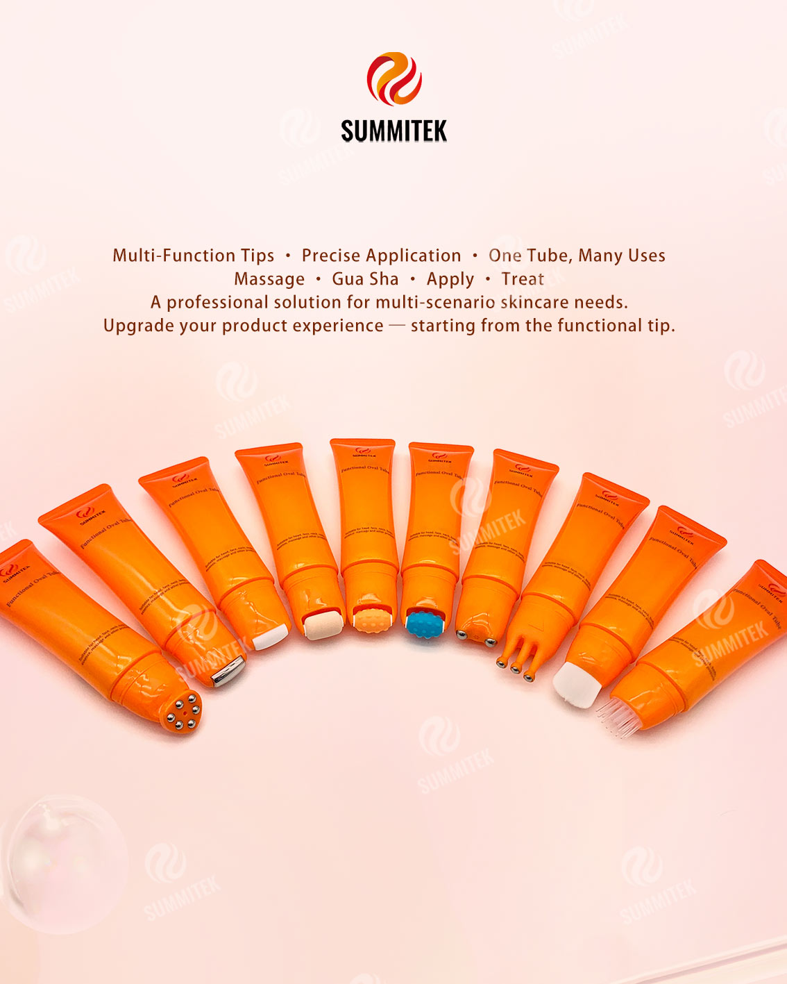 Tube ovale fonctionnel D30 | Emballage de massage pour soins de la peau multi-t&ecirc;tes