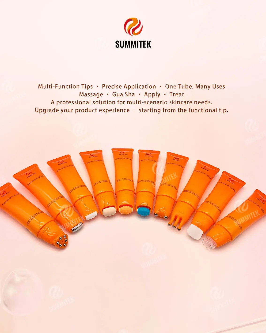 Tube ovale fonctionnel D30 | Emballage de massage pour soins de la peau multi-t&ecirc;tes