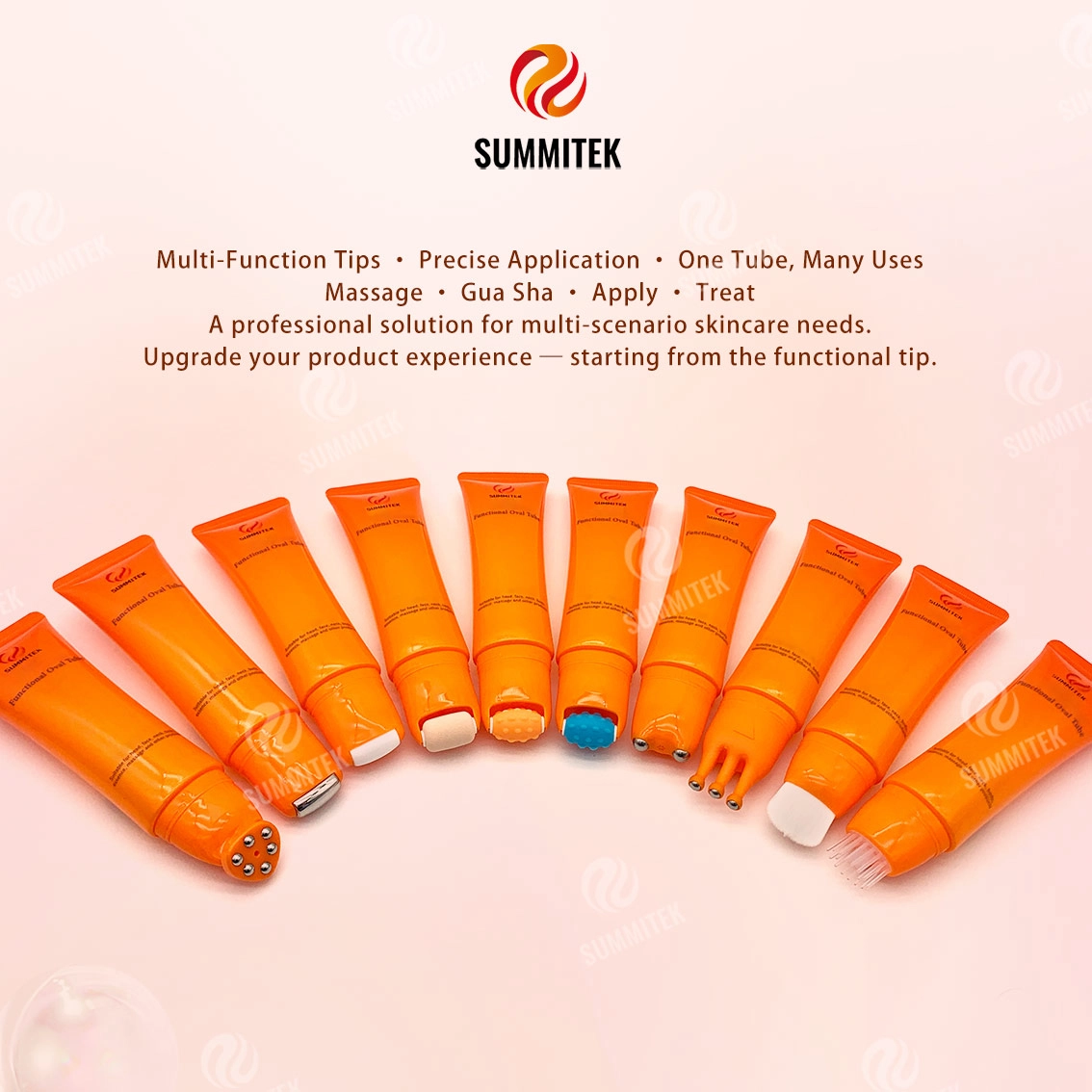 Tube ovale fonctionnel D30 | Emballage de massage pour soins de la peau multi-t&ecirc;tes