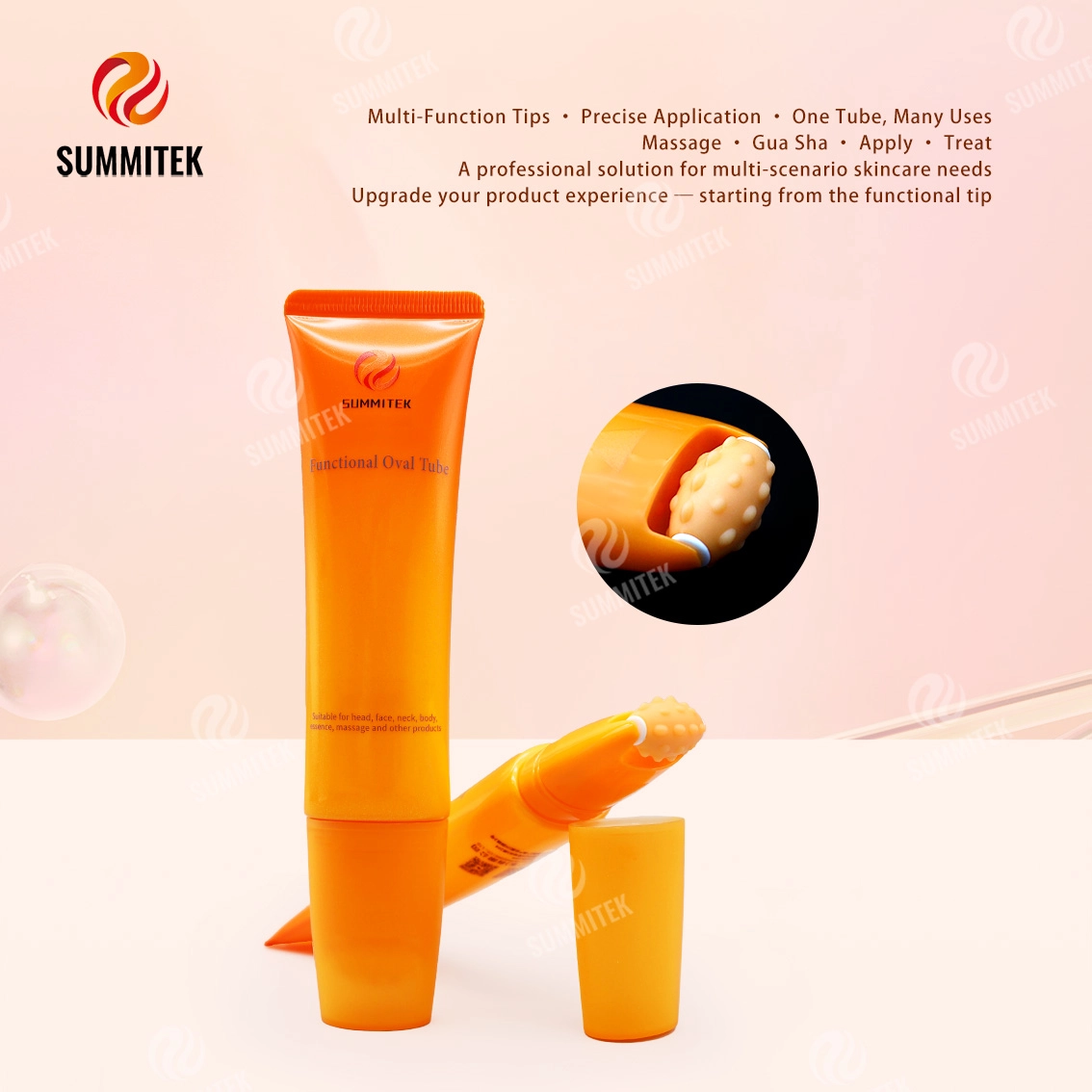 Tube ovale fonctionnel D30 | Emballage de massage pour soins de la peau multi-t&ecirc;tes