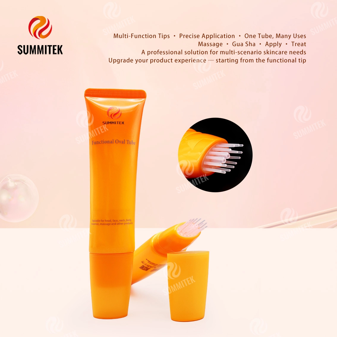 Tube ovale fonctionnel D30 | Emballage de massage pour soins de la peau multi-t&ecirc;tes