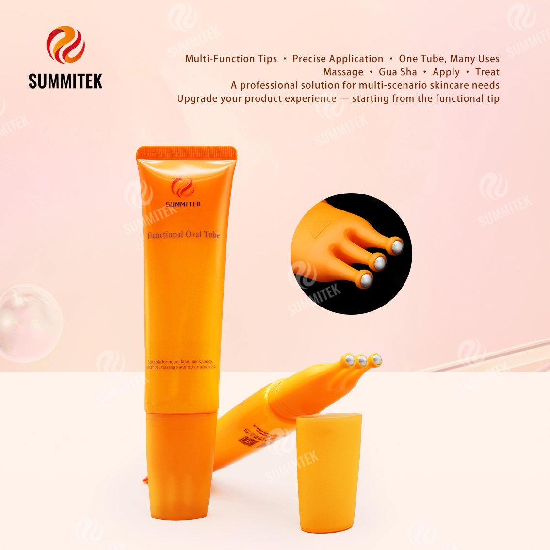 Tube ovale fonctionnel D30 | Emballage de massage pour soins de la peau multi-t&ecirc;tes
