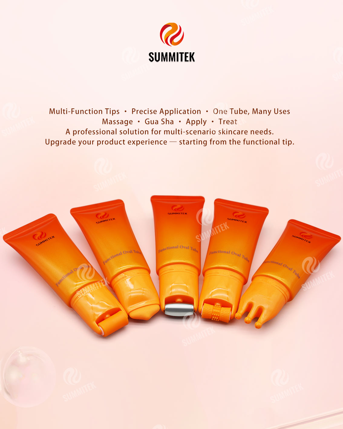 Tube ovale fonctionnel D30 | Emballage de massage pour soins de la peau multi-t&ecirc;tes