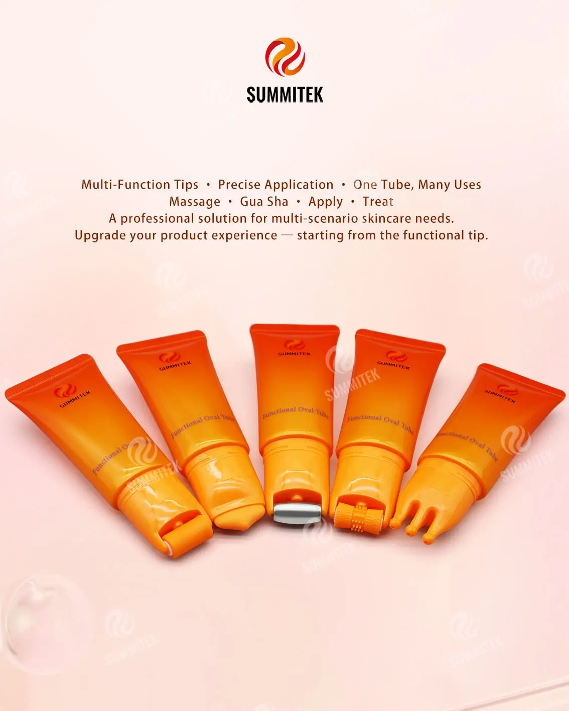 Tube ovale fonctionnel D30 | Emballage de massage pour soins de la peau multi-t&ecirc;tes