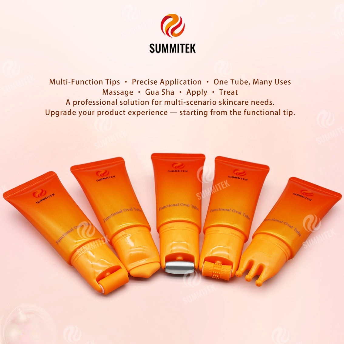 Tube ovale fonctionnel D30 | Emballage de massage pour soins de la peau multi-t&ecirc;tes