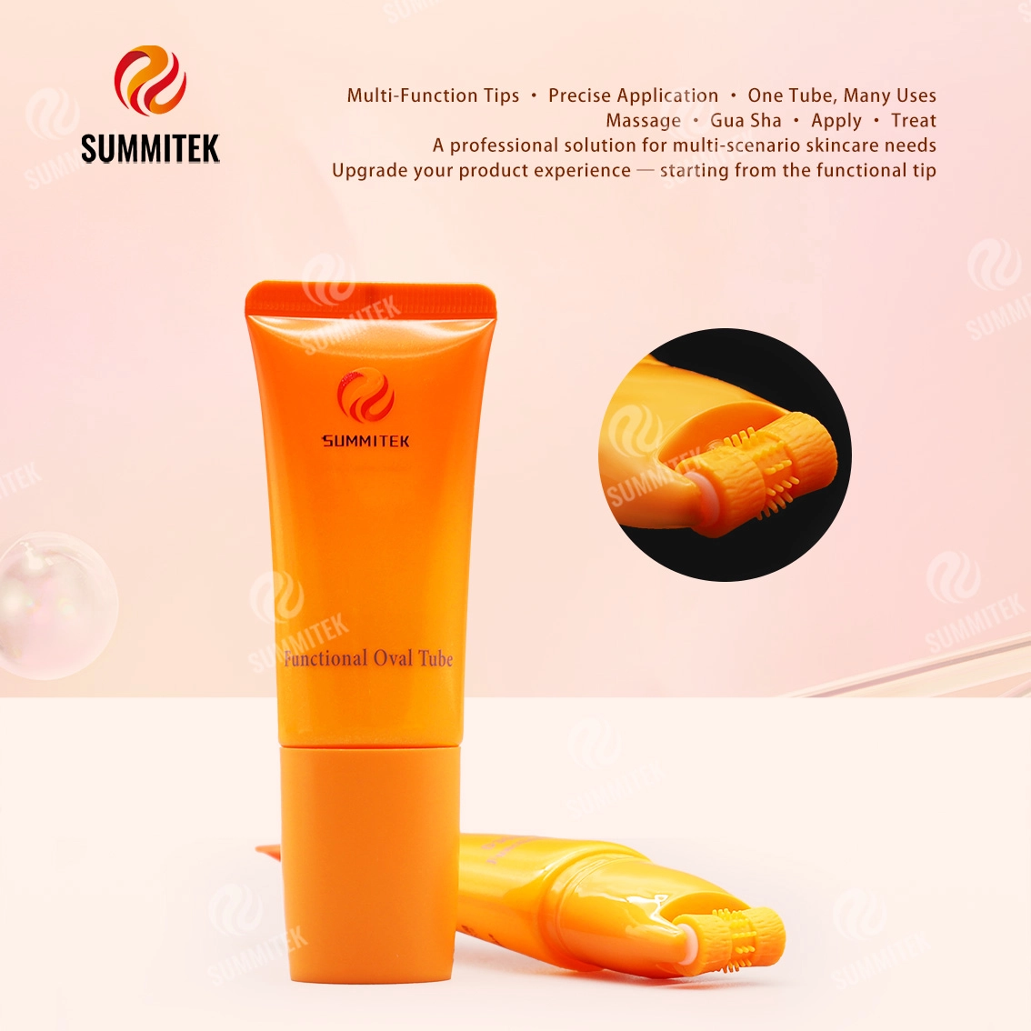 Tube ovale fonctionnel D30 | Emballage de massage pour soins de la peau multi-t&ecirc;tes