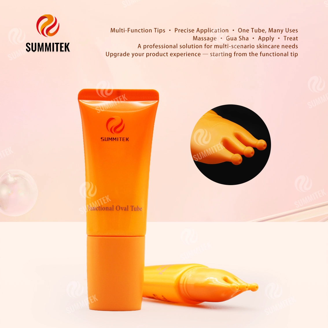 Tube ovale fonctionnel D30 | Emballage de massage pour soins de la peau multi-t&ecirc;tes