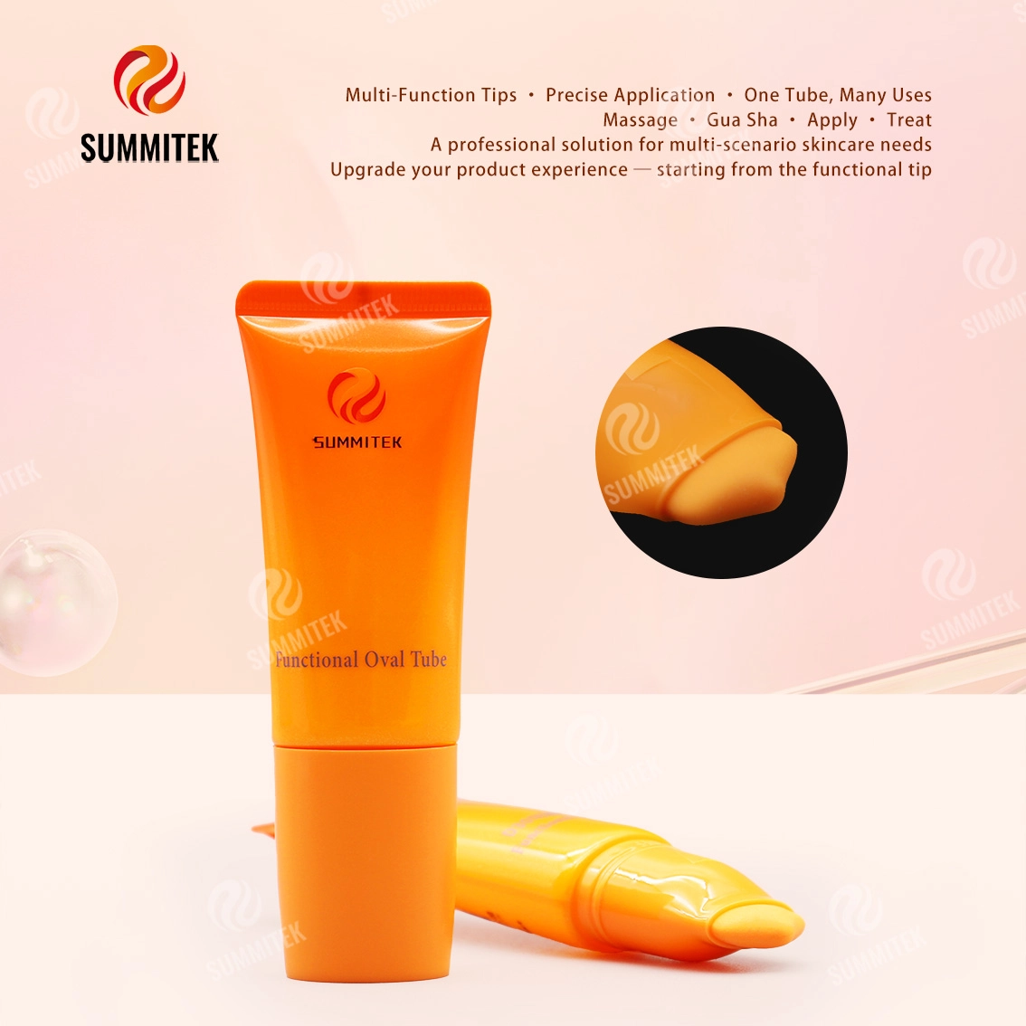 Tube ovale fonctionnel D30 | Emballage de massage pour soins de la peau multi-t&ecirc;tes