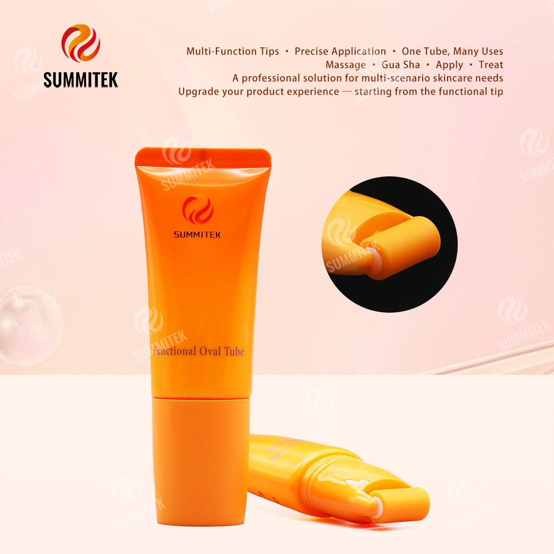 Tube ovale fonctionnel D30 | Emballage de massage pour soins de la peau multi-t&ecirc;tes
