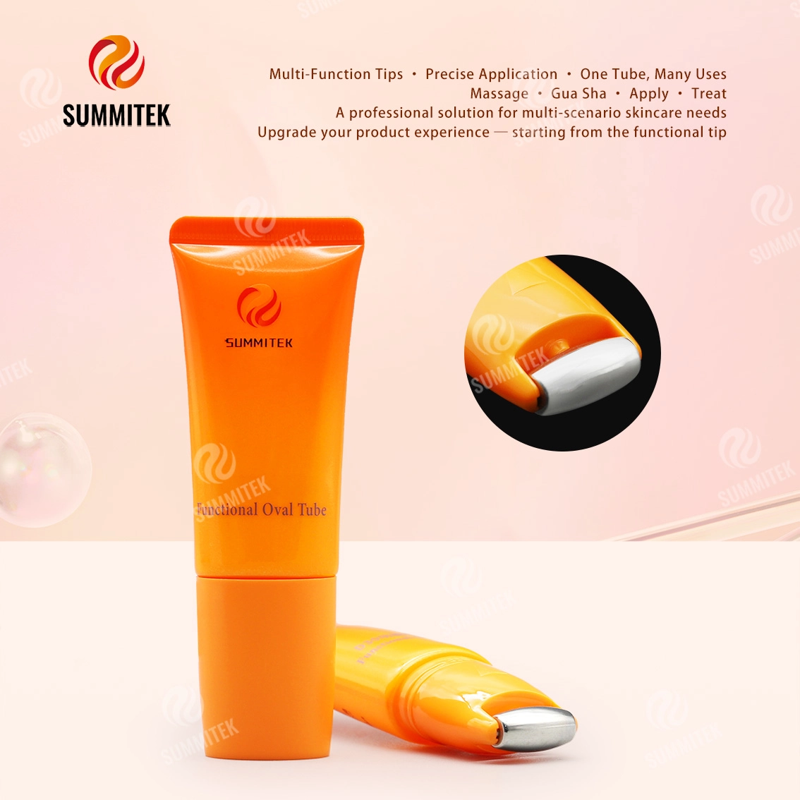Tube ovale fonctionnel D30 | Emballage de massage pour soins de la peau multi-t&ecirc;tes