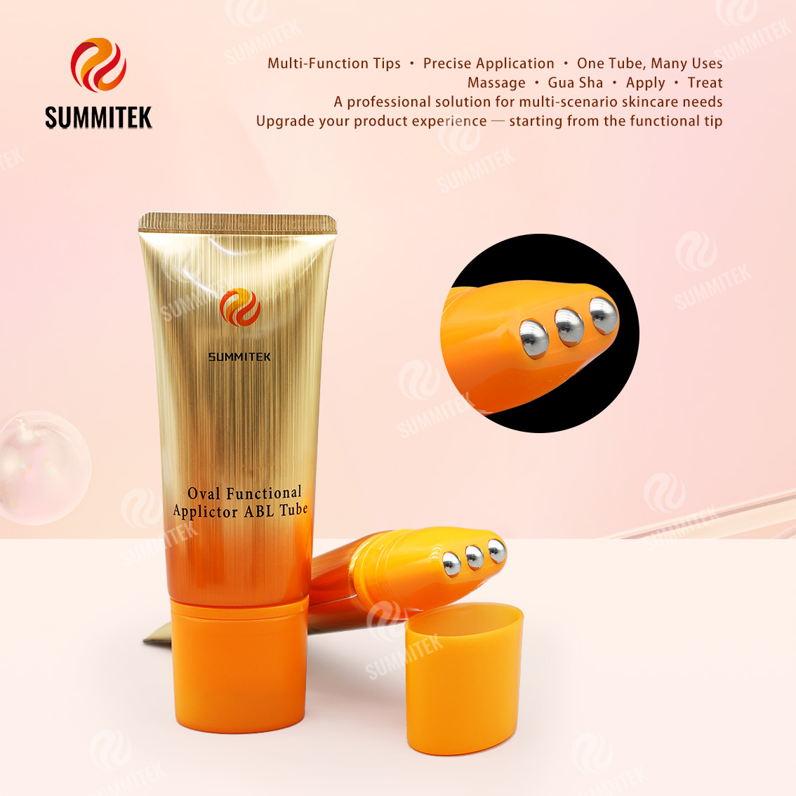 Tube fonctionnel ovale D40 | Emballage de nettoyants et de soins corporels multi-t&ecirc;tes