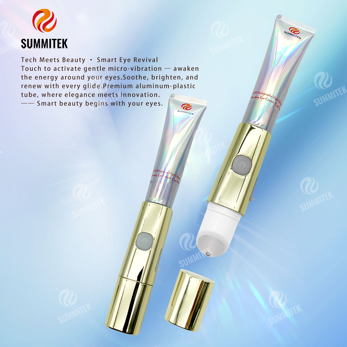 Tube de cr&egrave;me pour les yeux vibrant | Emballage de s&eacute;rum pour les yeux avec applicateur de micro-vibrations
