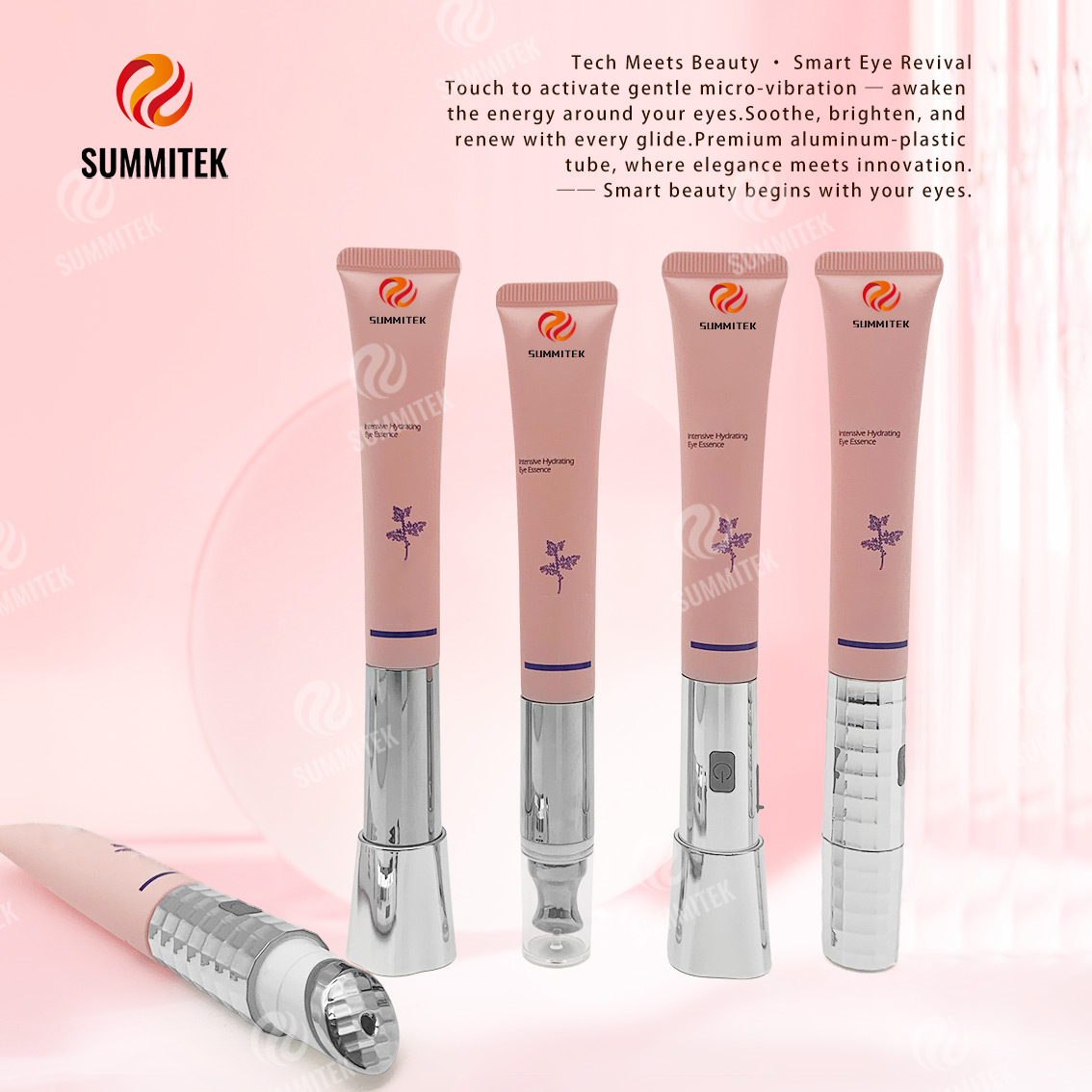 Tube de cr&egrave;me pour les yeux vibrant | Emballage de s&eacute;rum pour les yeux avec applicateur de micro-vibrations