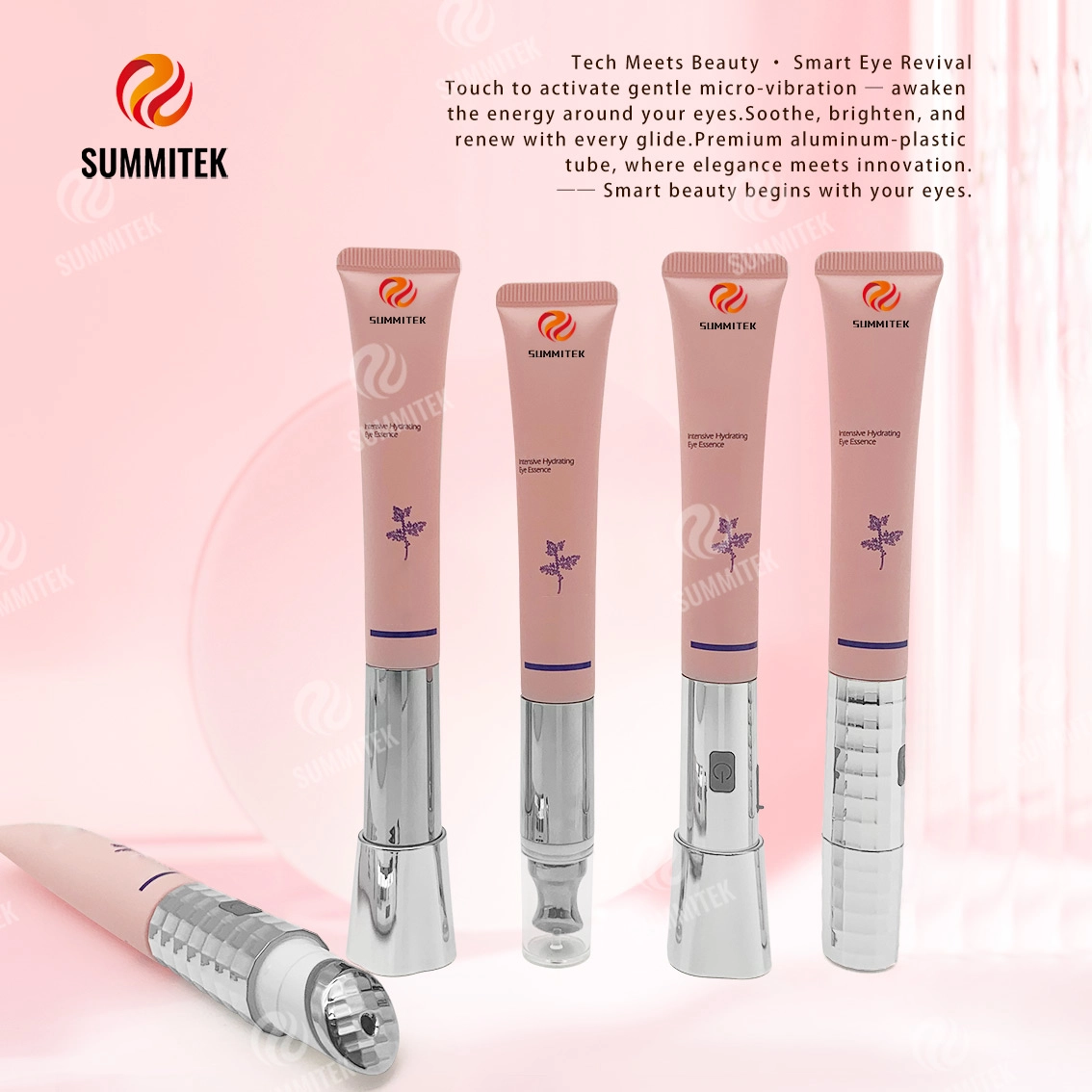 Tube de cr&egrave;me vibrante pour les yeux D19 | Emballage de s&eacute;rum pour les yeux avec applicateur de micro-vibrations