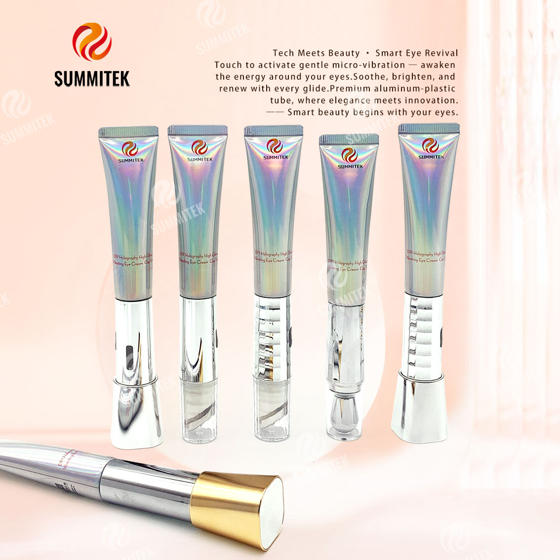 Tube de cr&egrave;me pour les yeux vibrant | Emballage de s&eacute;rum pour les yeux avec applicateur de micro-vibrations