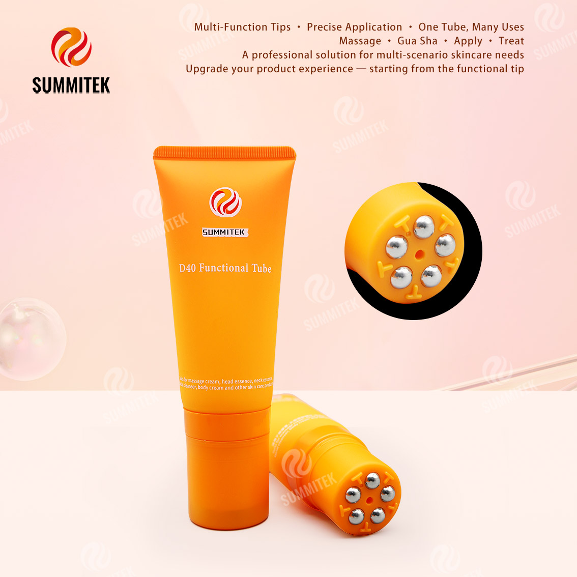 Tube fonctionnel D40 | Emballage multi-embouts pour massage et soins de la peau