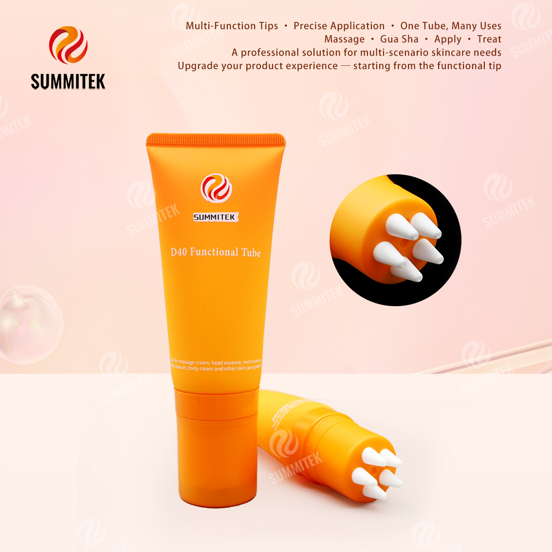 Tube fonctionnel D40 | Emballage multi-embouts pour massage et soins de la peau