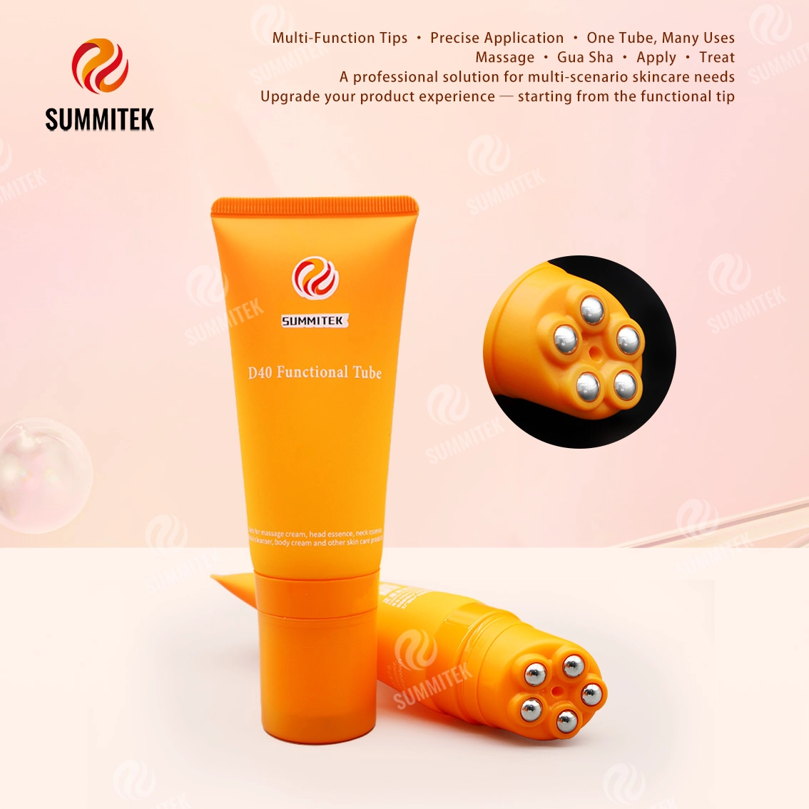 Tube fonctionnel D40 | Emballage multi-embouts pour massage et soins de la peau