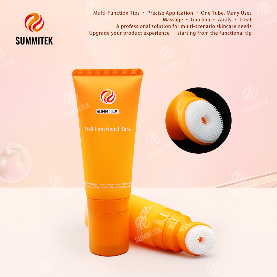 Tube fonctionnel D40 | Emballage multi-embouts pour massage et soins de la peau