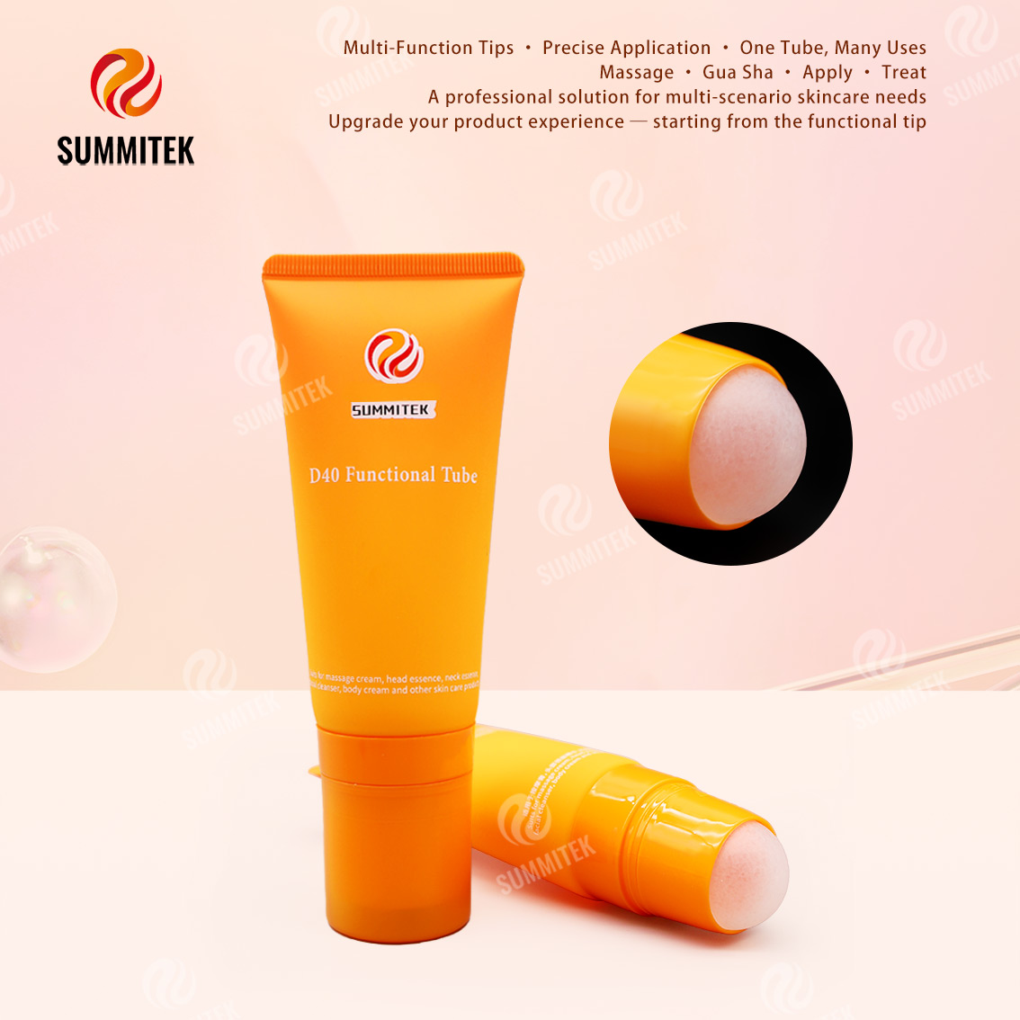 Tube fonctionnel D40 | Emballage multi-embouts pour massage et soins de la peau