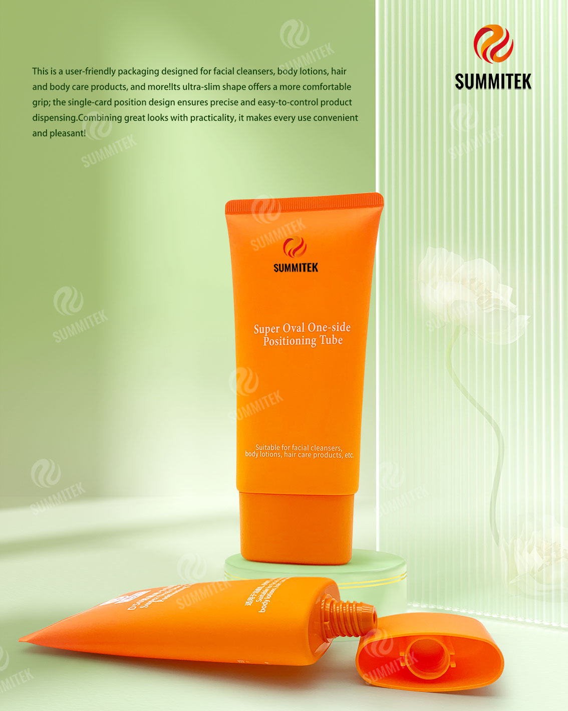 Tube plat super ovale D50 | Emballage de nettoyant pour le visage et de lotion pour le corps