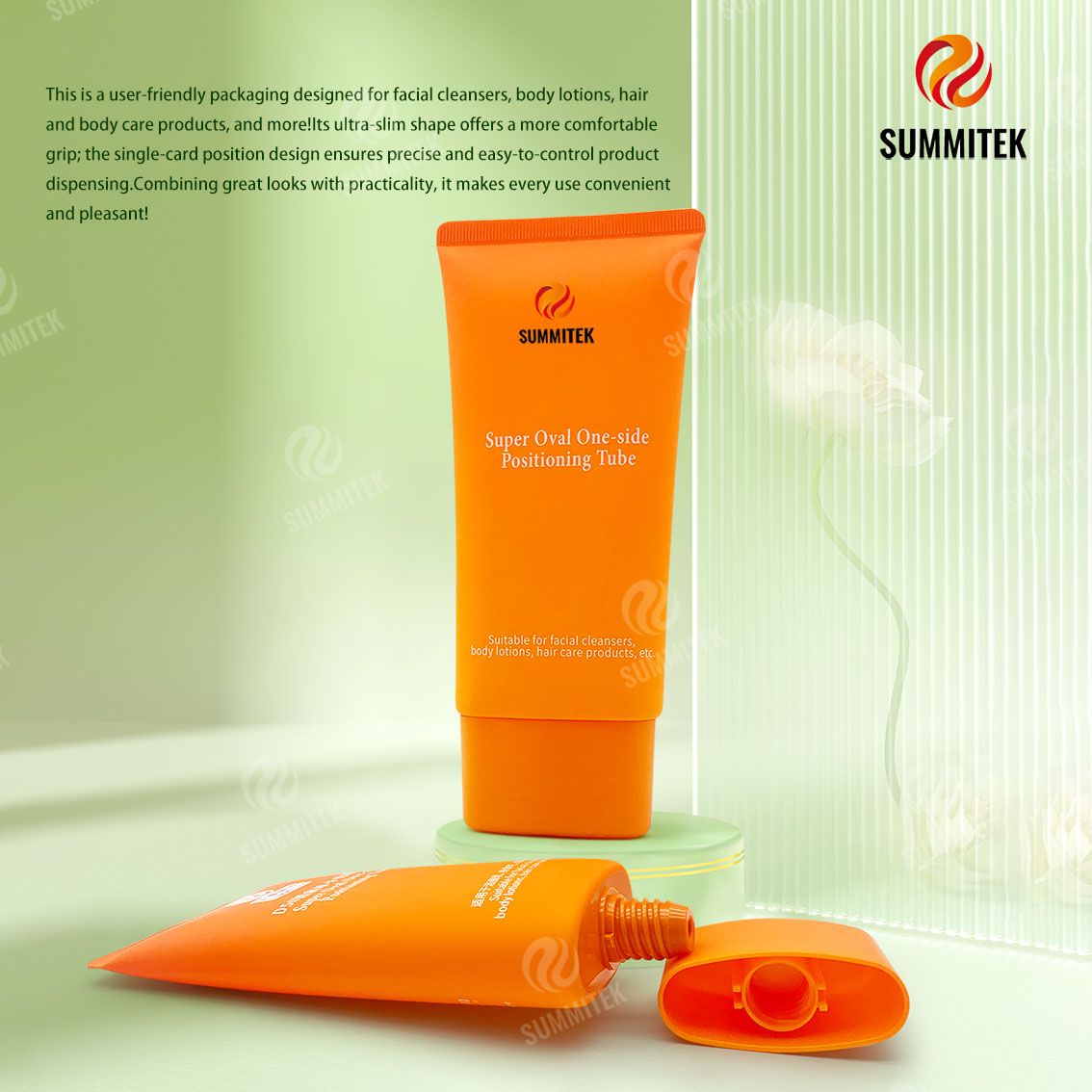 Tube plat super ovale D50 | Emballage de nettoyant pour le visage et de lotion pour le corps