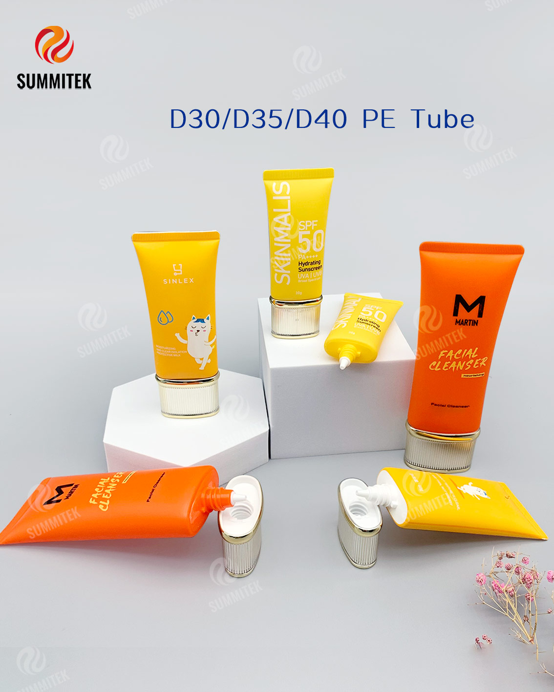 Tube &agrave; bouchon &agrave; vis galvanis&eacute; &agrave; buse courte | Emballage de soins de la peau tailles D30/D35/D40
