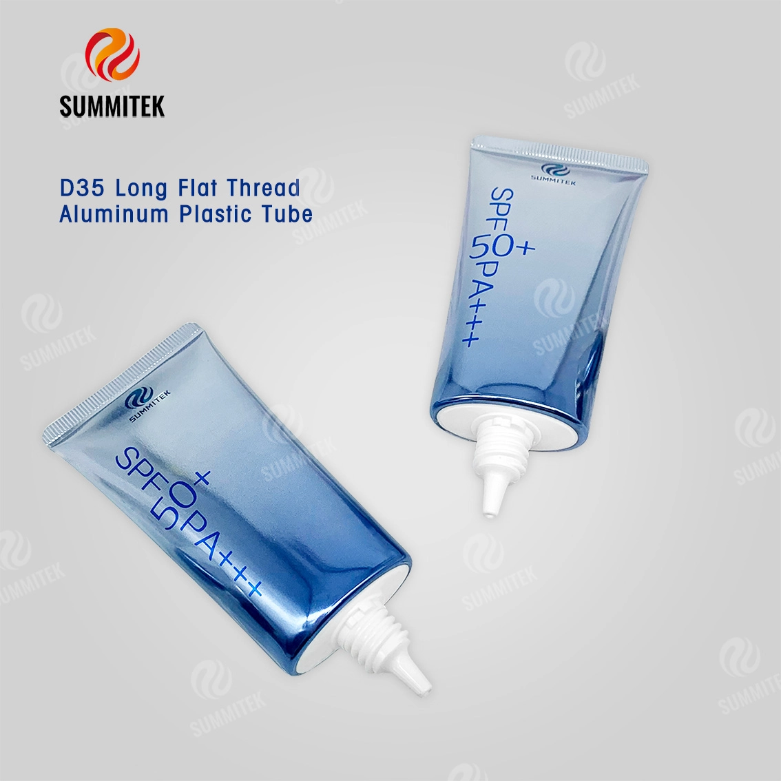 Tube ABL &agrave; buse longue D35 | Emballage de protection solaire &agrave; impression d&eacute;grad&eacute;e avec capuchon galvanis&eacute; mat
