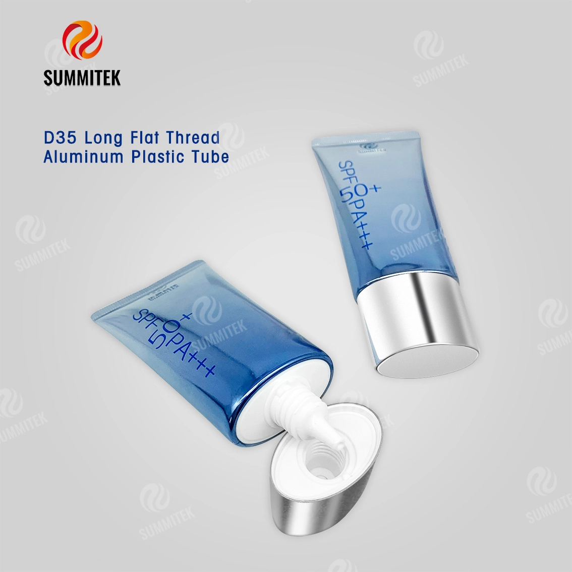 Tube ABL &agrave; buse longue D35 | Emballage de protection solaire &agrave; impression d&eacute;grad&eacute;e avec capuchon galvanis&eacute; mat