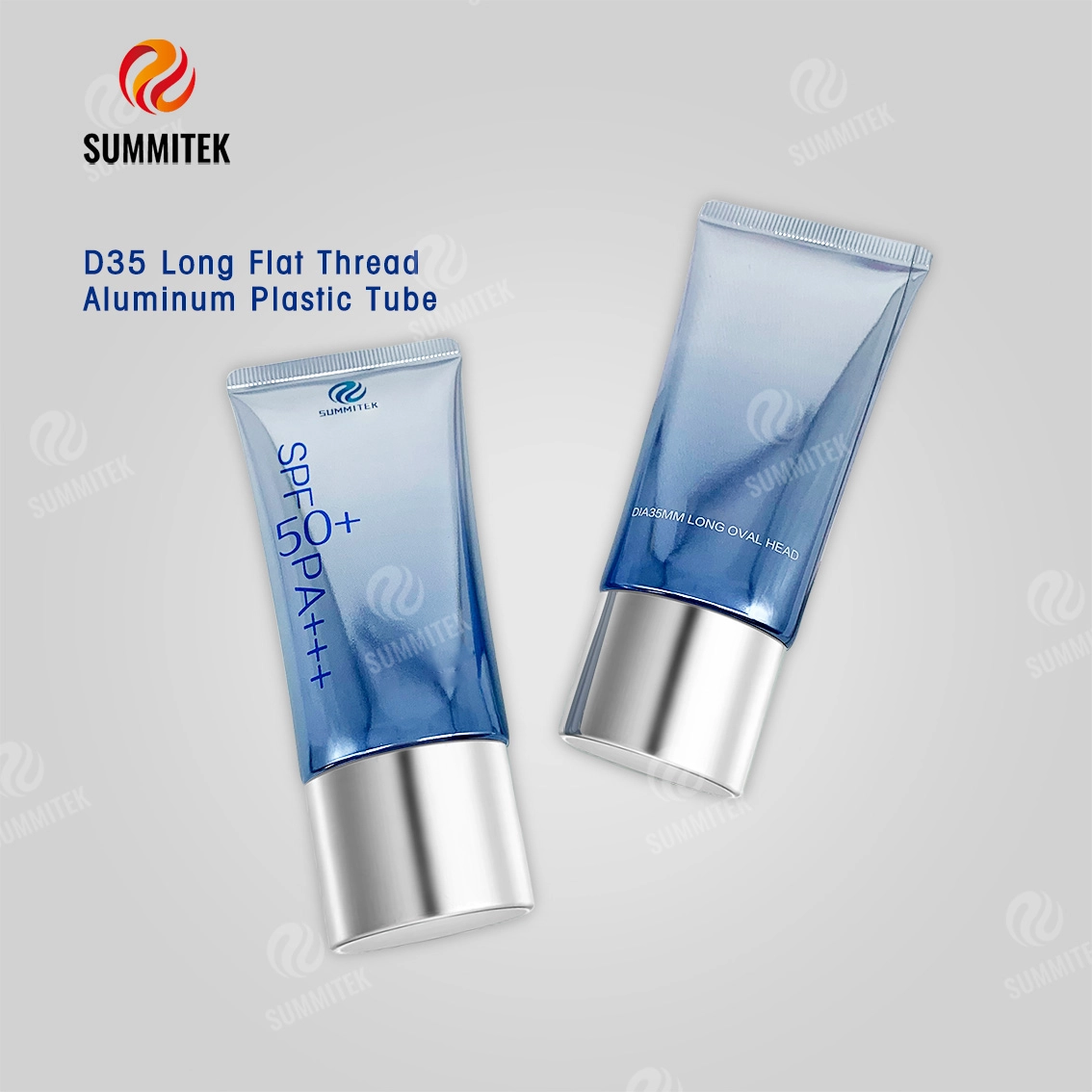 Tube ABL &agrave; buse longue D35 | Emballage de protection solaire &agrave; impression d&eacute;grad&eacute;e avec capuchon galvanis&eacute; mat