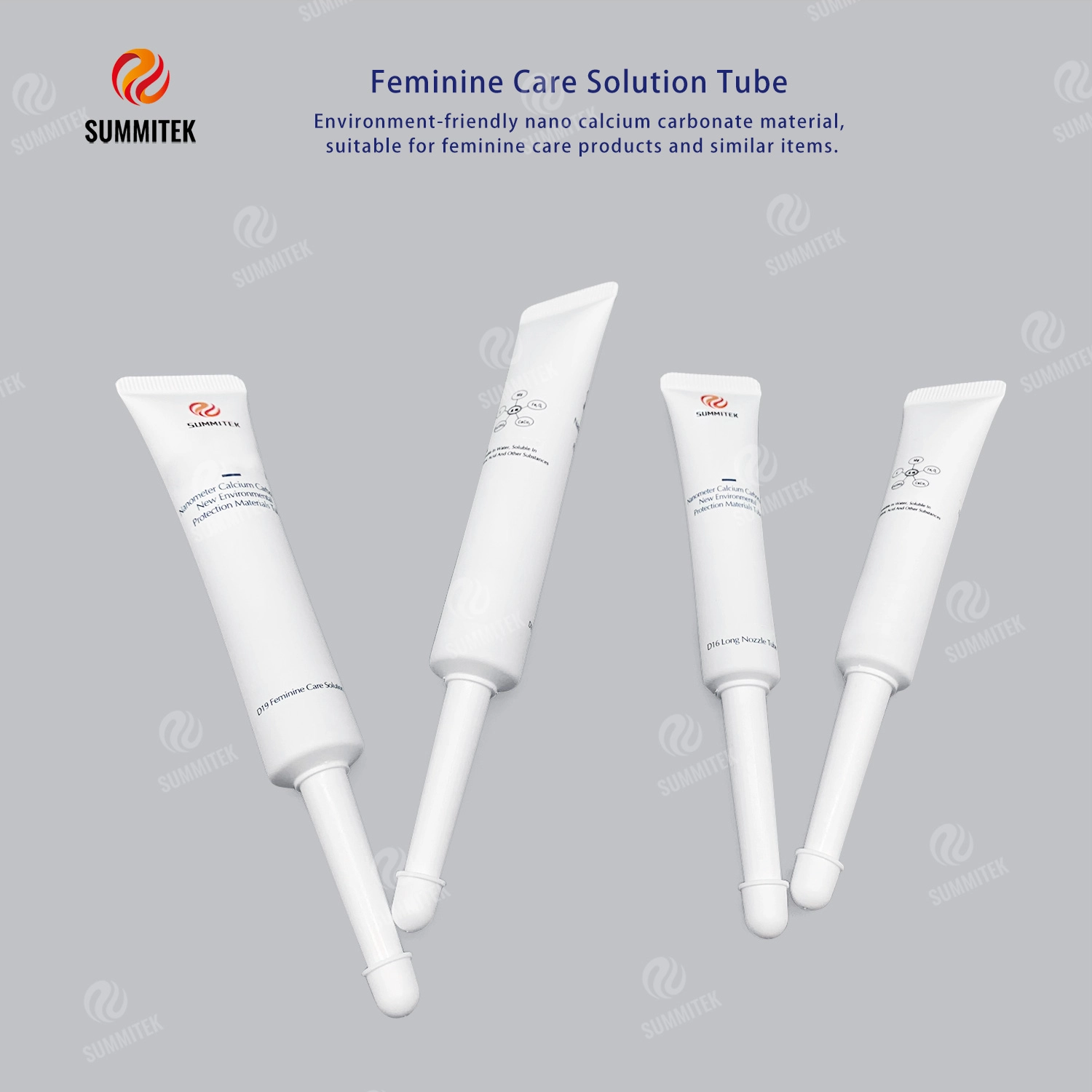 Tube de soins f&eacute;minins &agrave; buse longue | Tube &eacute;cologique de carbonate de calcium nanom&eacute;trique D16/D19