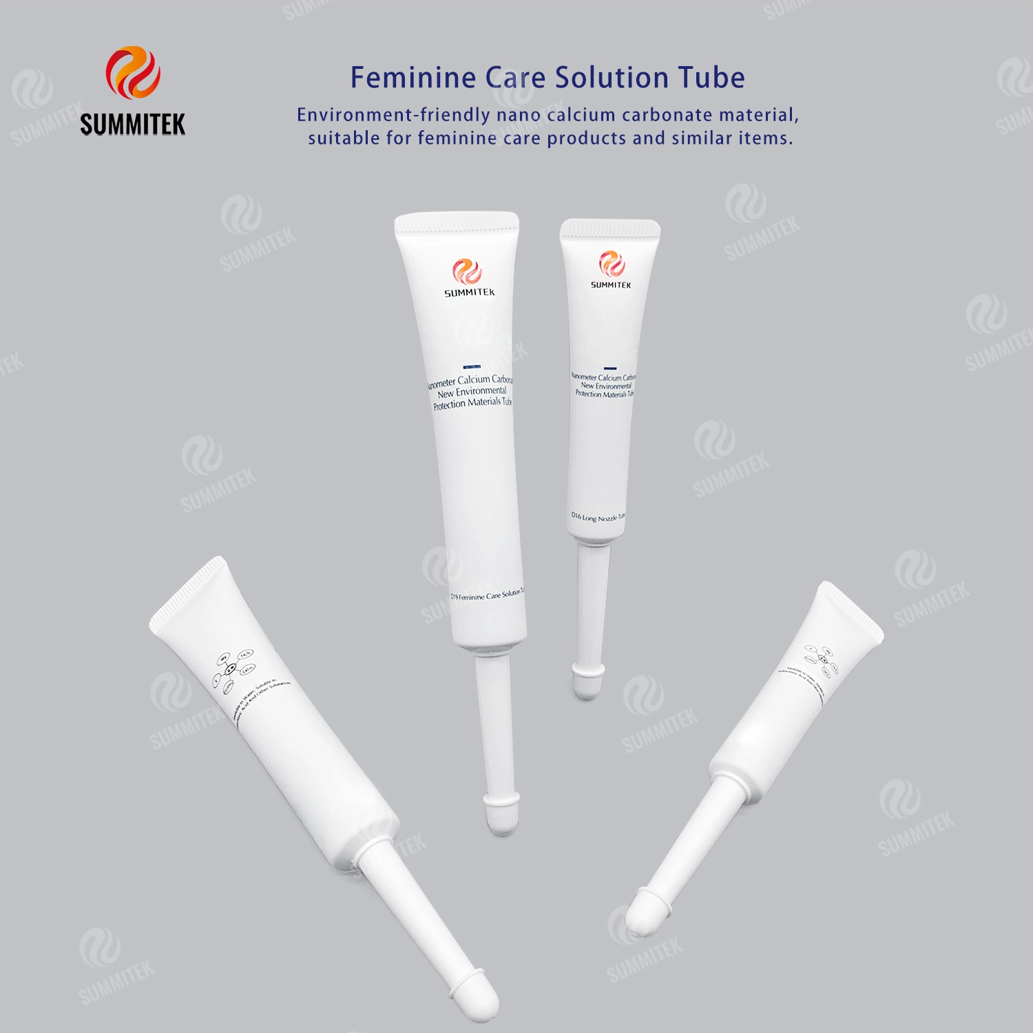 Tube de soins f&eacute;minins &agrave; buse longue | Tube &eacute;cologique de carbonate de calcium nanom&eacute;trique D16/D19